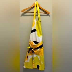 Original Marimekko, yellow & black color vintage "Unikko" Poppy Apron - Finland.